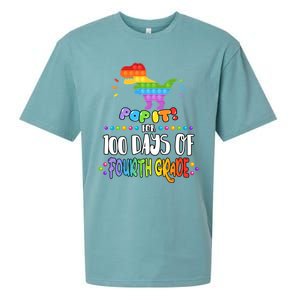 100Th Day Of Fourth Grade Fidget Pop It Dinosaur 4Th Grade Cool Gift Sueded Cloud Jersey T-Shirt