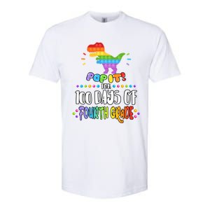 100Th Day Of Fourth Grade Fidget Pop It Dinosaur 4Th Grade Cool Gift Softstyle CVC T-Shirt