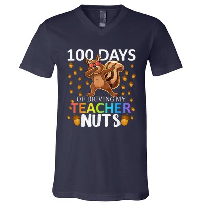 100 Days Of Driving My Teacher Nuts 100th Day Of School V-Neck T-Shirt