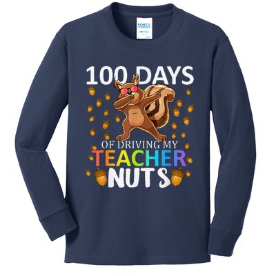 100 Days Of Driving My Teacher Nuts 100th Day Of School Kids Long Sleeve Shirt