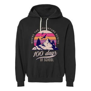 100 Days Of School Retro Outdoor Teacher Garment-Dyed Fleece Hoodie