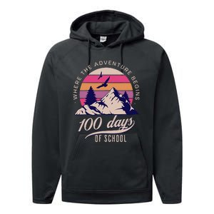 100 Days Of School Retro Outdoor Teacher Performance Fleece Hoodie