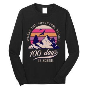 100 Days Of School Retro Outdoor Teacher Long Sleeve Shirt