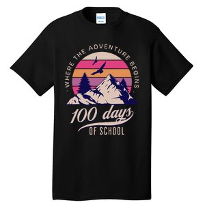 100 Days Of School Retro Outdoor Teacher Tall T-Shirt