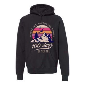 100 Days Of School Retro Outdoor Teacher Premium Hoodie