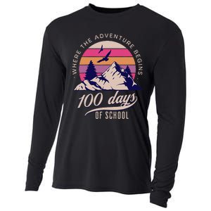 100 Days Of School Retro Outdoor Teacher Cooling Performance Long Sleeve Crew