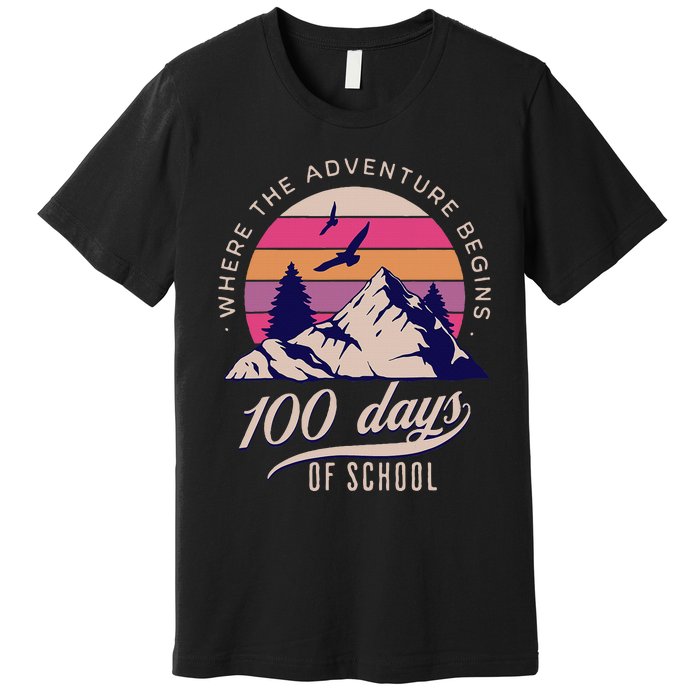 100 Days Of School Retro Outdoor Teacher Premium T-Shirt