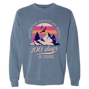 100 Days Of School Retro Outdoor Teacher Garment-Dyed Sweatshirt