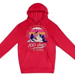 100 Days Of School Retro Outdoor Teacher Premium Pullover Hoodie