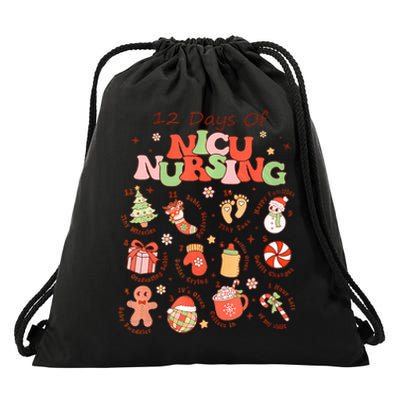 12 Days Of NICU Unit Nursing Funny NICU Nurse Christmas  Drawstring Bag