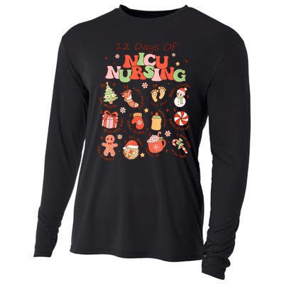 12 Days Of NICU Unit Nursing Funny NICU Nurse Christmas  Cooling Performance Long Sleeve Crew