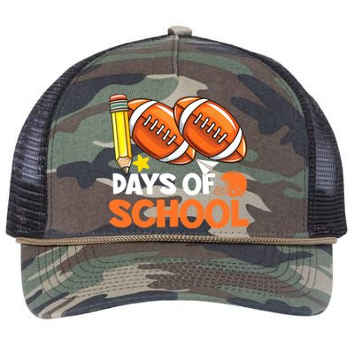 100 Days Of School Football 100th Day Of School Retro Rope Trucker Hat Cap