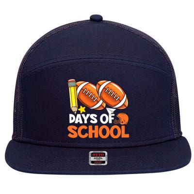 100 Days Of School Football 100th Day Of School 7 Panel Mesh Trucker Snapback Hat