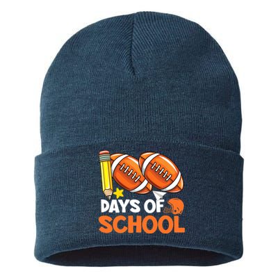 100 Days Of School Football 100th Day Of School Sustainable Knit Beanie