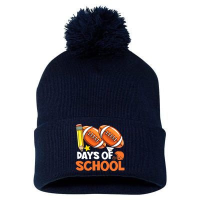 100 Days Of School Football 100th Day Of School Pom Pom 12in Knit Beanie