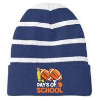 100 Days Of School Football 100th Day Of School Striped Beanie with Solid Band