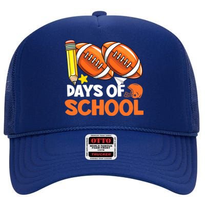 100 Days Of School Football 100th Day Of School High Crown Mesh Back Trucker Hat