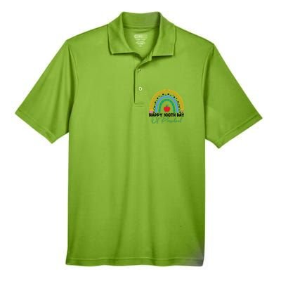 100Th Day Of Preschool Teacher Rainbow Preschool Teacher Gift Men's Origin Performance Pique Polo