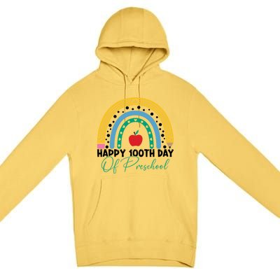 100Th Day Of Preschool Teacher Rainbow Preschool Teacher Gift Premium Pullover Hoodie