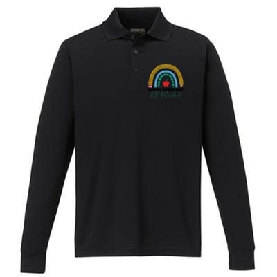 100Th Day Of Preschool Teacher Rainbow Preschool Teacher Gift Performance Long Sleeve Polo