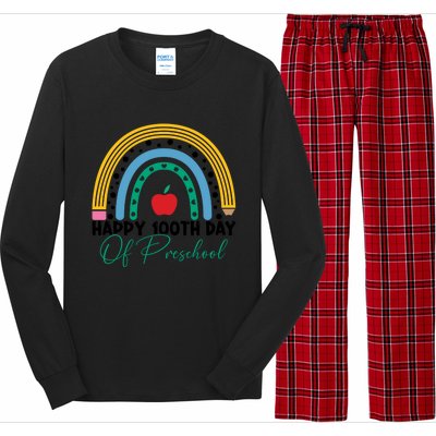 100Th Day Of Preschool Teacher Rainbow Preschool Teacher Gift Long Sleeve Pajama Set