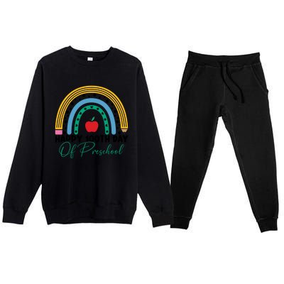 100Th Day Of Preschool Teacher Rainbow Preschool Teacher Gift Premium Crewneck Sweatsuit Set