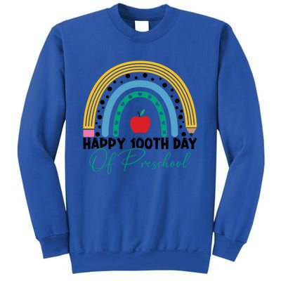 100Th Day Of Preschool Teacher Rainbow Preschool Teacher Gift Sweatshirt