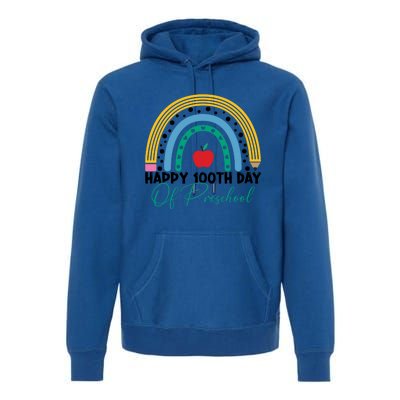 100Th Day Of Preschool Teacher Rainbow Preschool Teacher Gift Premium Hoodie