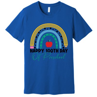 100Th Day Of Preschool Teacher Rainbow Preschool Teacher Gift Premium T-Shirt