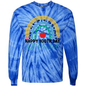 100Th Day Of Preschool Teacher Rainbow Preschool Teacher Gift Tie-Dye Long Sleeve Shirt