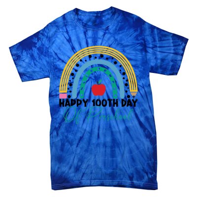 100Th Day Of Preschool Teacher Rainbow Preschool Teacher Gift Tie-Dye T-Shirt