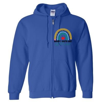 100Th Day Of Preschool Teacher Rainbow Preschool Teacher Gift Full Zip Hoodie