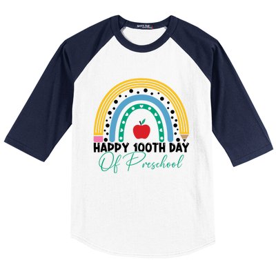 100Th Day Of Preschool Teacher Rainbow Preschool Teacher Gift Baseball Sleeve Shirt