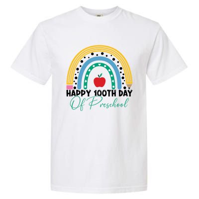 100Th Day Of Preschool Teacher Rainbow Preschool Teacher Gift Garment-Dyed Heavyweight T-Shirt