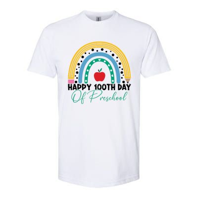 100Th Day Of Preschool Teacher Rainbow Preschool Teacher Gift Softstyle CVC T-Shirt