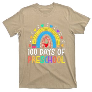 100 Days Of Preschool Happy 100th Day Rainbow Teacher T-Shirt