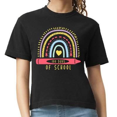 100 Days Of School Colorful Rainbow Comfort Colors Boxy T-Shirt