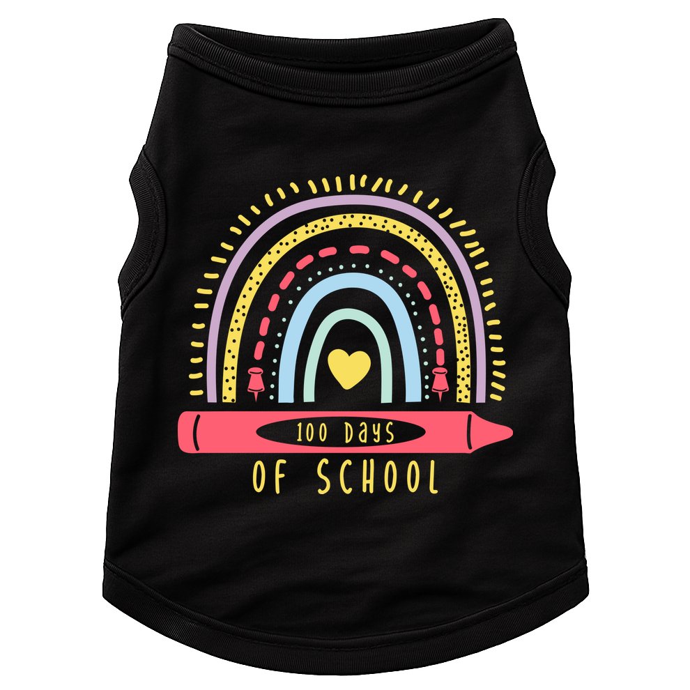 100 Days Of School Colorful Rainbow Doggie Tank
