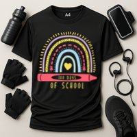 100 Days Of School Colorful Rainbow Cooling Performance Crew T-Shirt