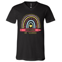 100 Days Of School Colorful Rainbow V-Neck T-Shirt