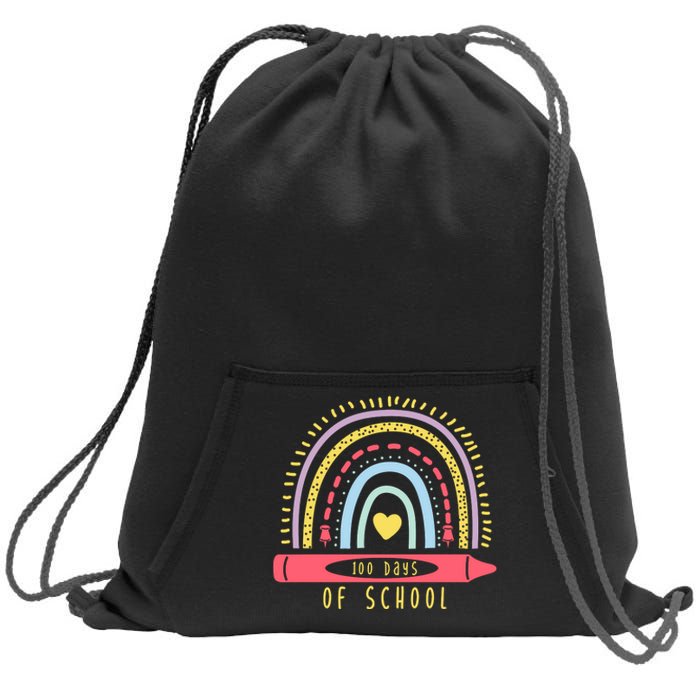 100 Days Of School Colorful Rainbow Sweatshirt Cinch Pack Bag