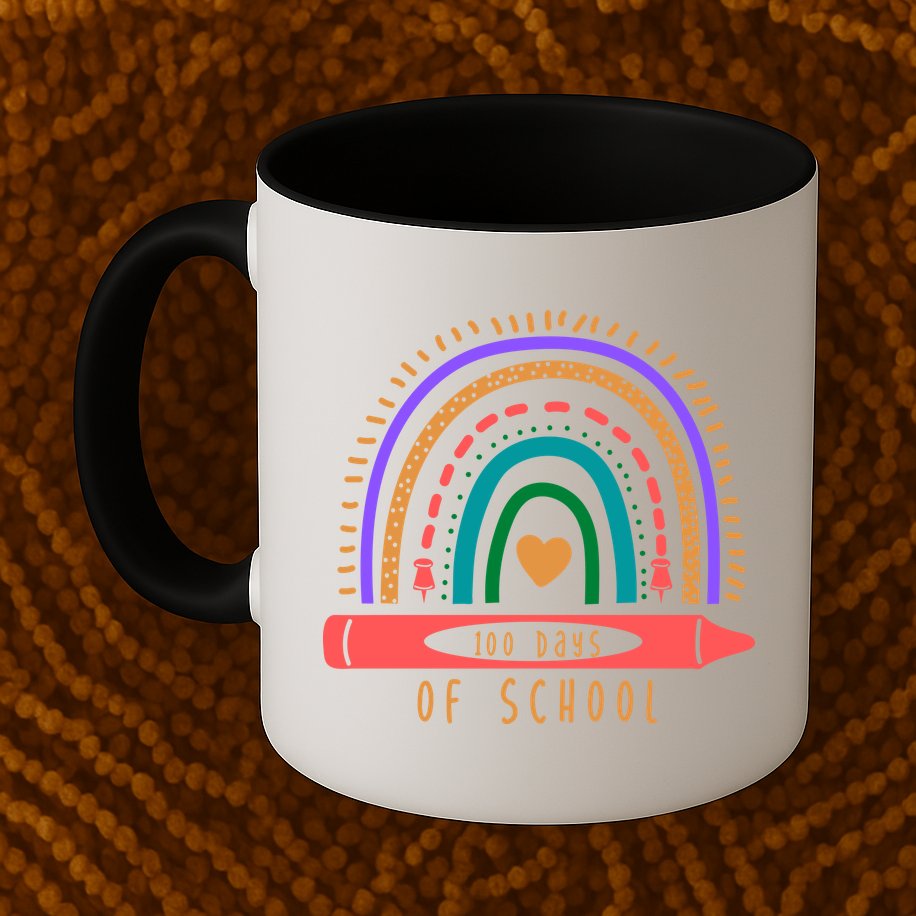 100 Days Of School Colorful Rainbow Mug