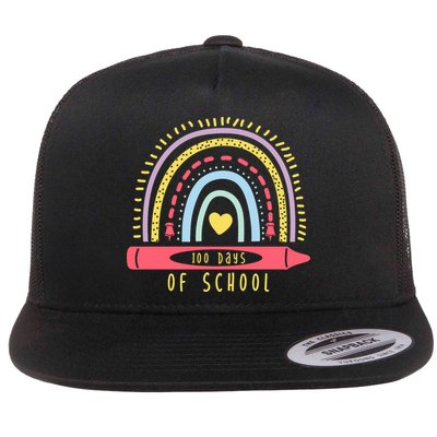 100 Days Of School Colorful Rainbow Flatbill Hat