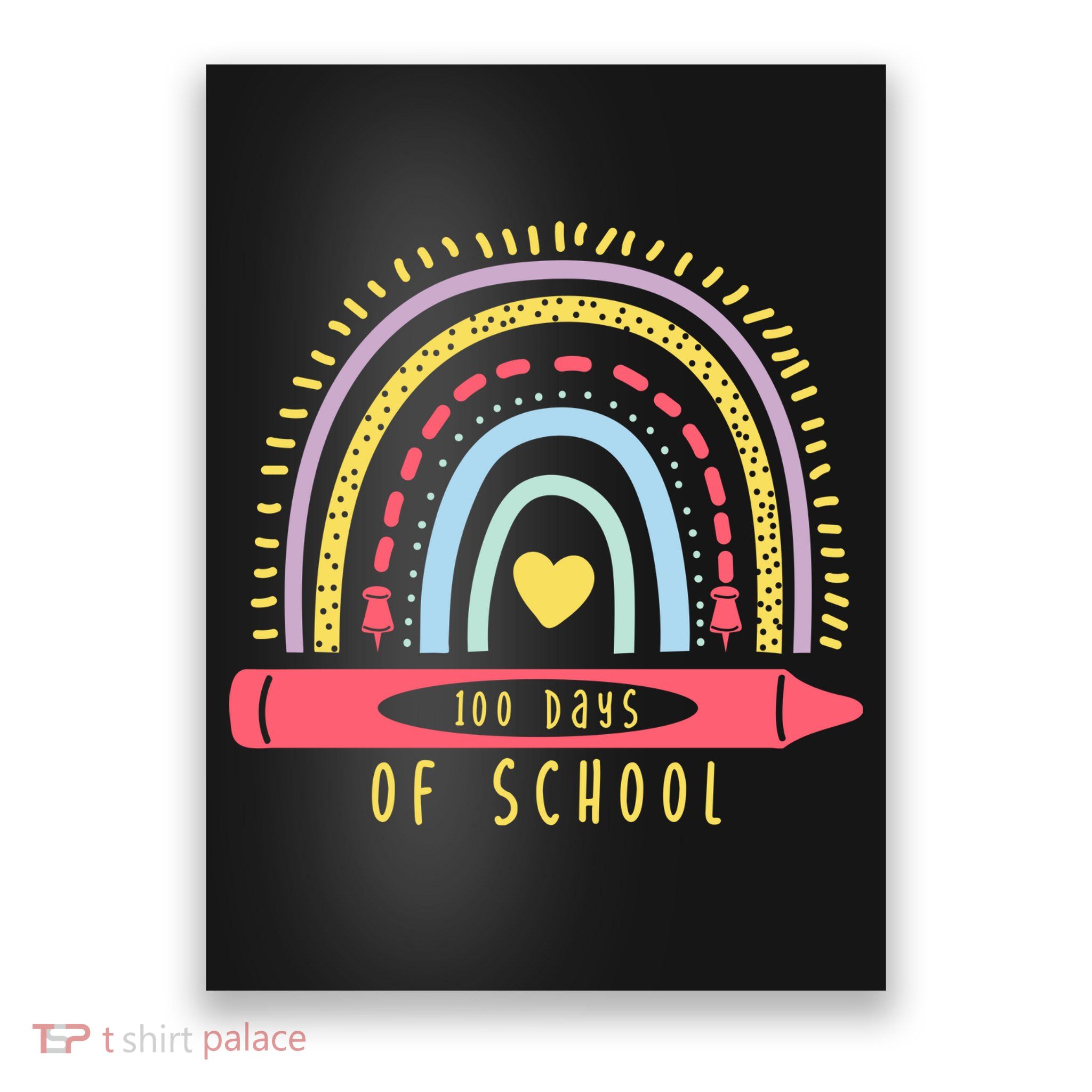 100 Days Of School Colorful Rainbow Poster