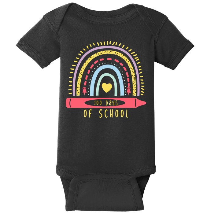 100 Days Of School Colorful Rainbow Baby Bodysuit