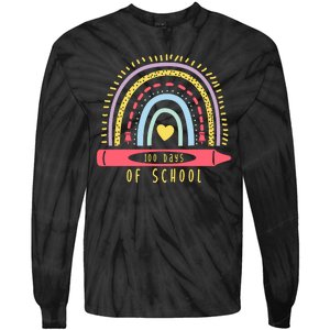 100 Days Of School Colorful Rainbow Tie-Dye Long Sleeve Shirt