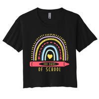 100 Days Of School Colorful Rainbow Women's Crop Top Tee