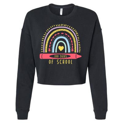 100 Days Of School Colorful Rainbow Cropped Pullover Crew
