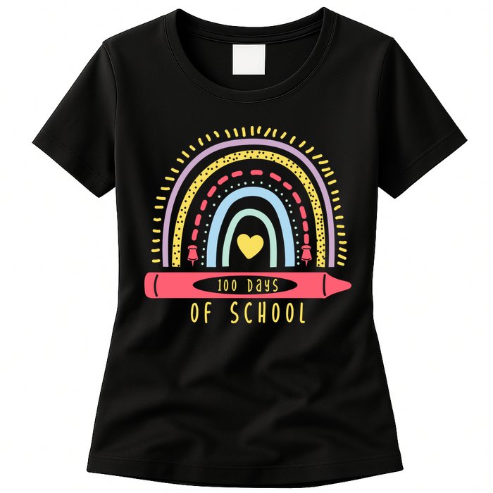 100 Days Of School Colorful Rainbow Womens T-Shirt