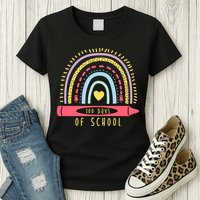 100 Days Of School Colorful Rainbow Womens T-Shirt